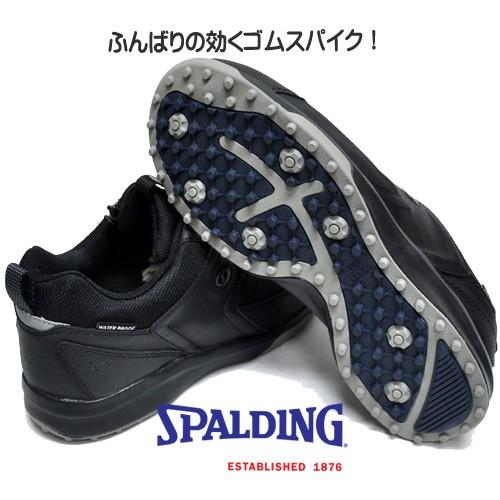 スニーカー メンズ スポルディング SPALDING シューズ 防水 幅広 スパイクレス 4E パークゴルフシューズ ゴルフシューズ 靴 男性用 CIS 3550 黒 ブラック｜syokandake｜05