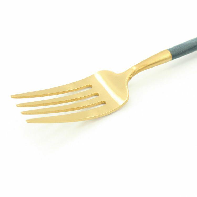 Cutipol カトラリー デザートフォーク ブルー マット ゴールド