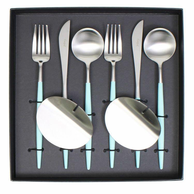 あけみページ◻️購入価格17000円◻️クチポール8点set Cutipol（クチポール） ゴア ターコイズ ディナーセット + カトラリー