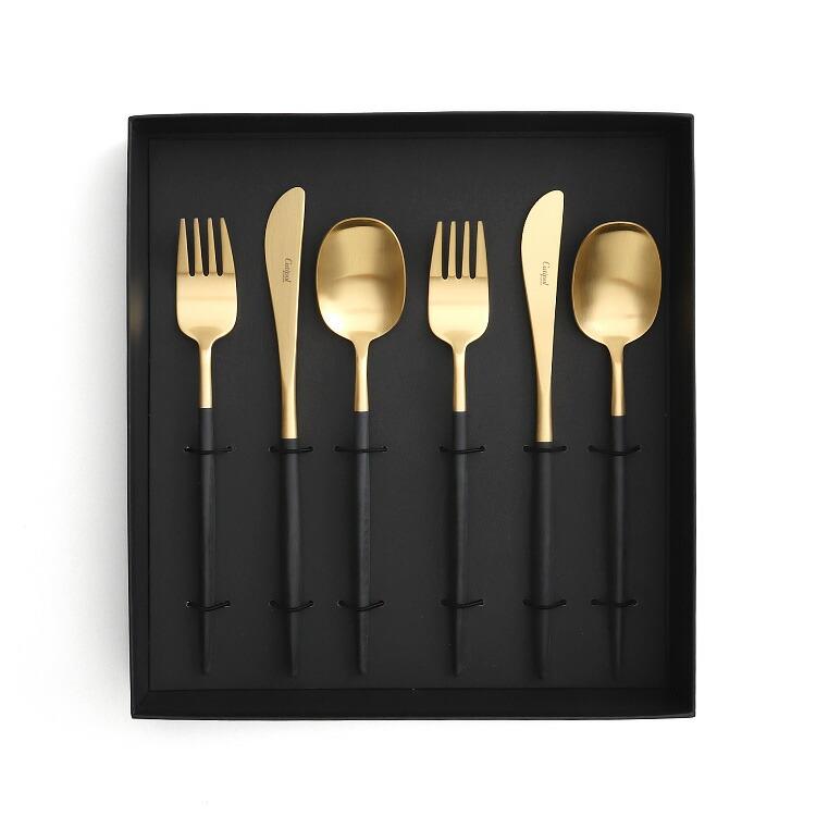 ティナ　クチポール　6点セット　マットブラックゴールド　ディナー Cutipol クチポール ナウ ブラックマットゴールド ディナー6点セット