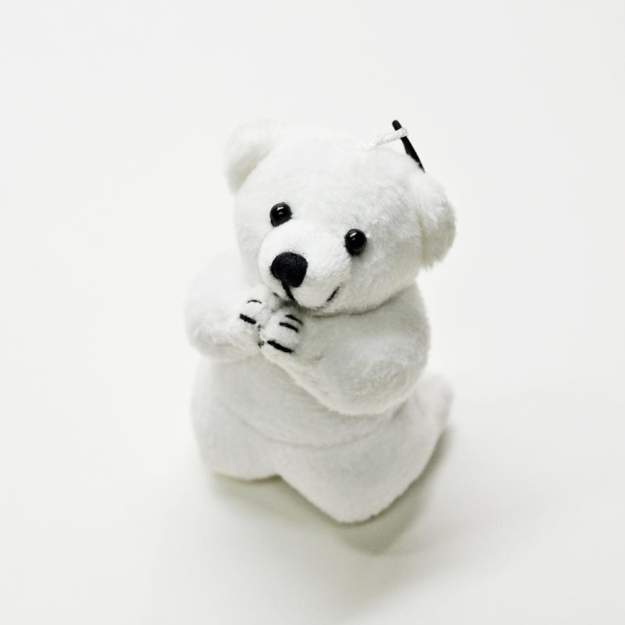 お祈りクマさんストラップ 002 ぬいぐるみストラップ ホワイト