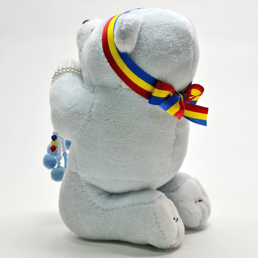 ブルー念珠付きお祈りクマさん 051 ホワイト ピンク ブルー ブラウン