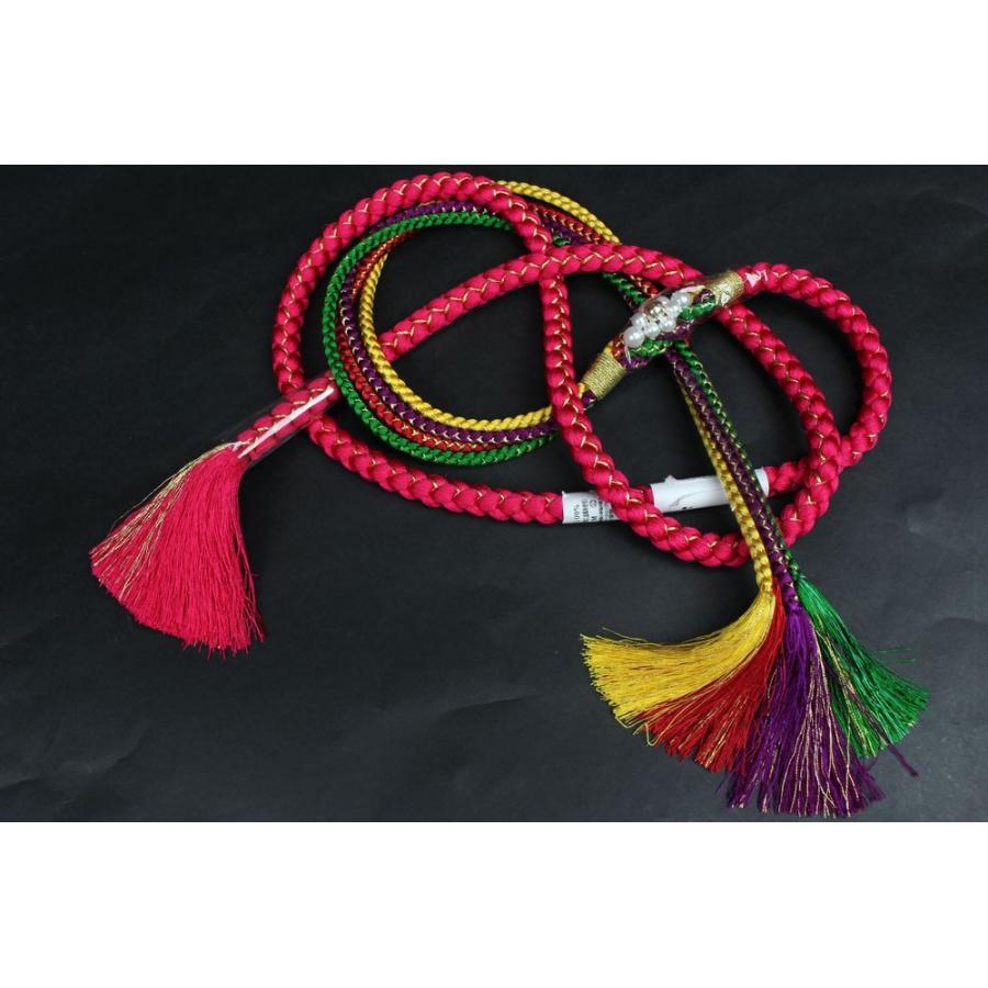 人気海外一番 振袖用 帯締め 正絹 パールビーズ飾り付 ピンク 激安な 金糸使用 帯〆 OKB-2