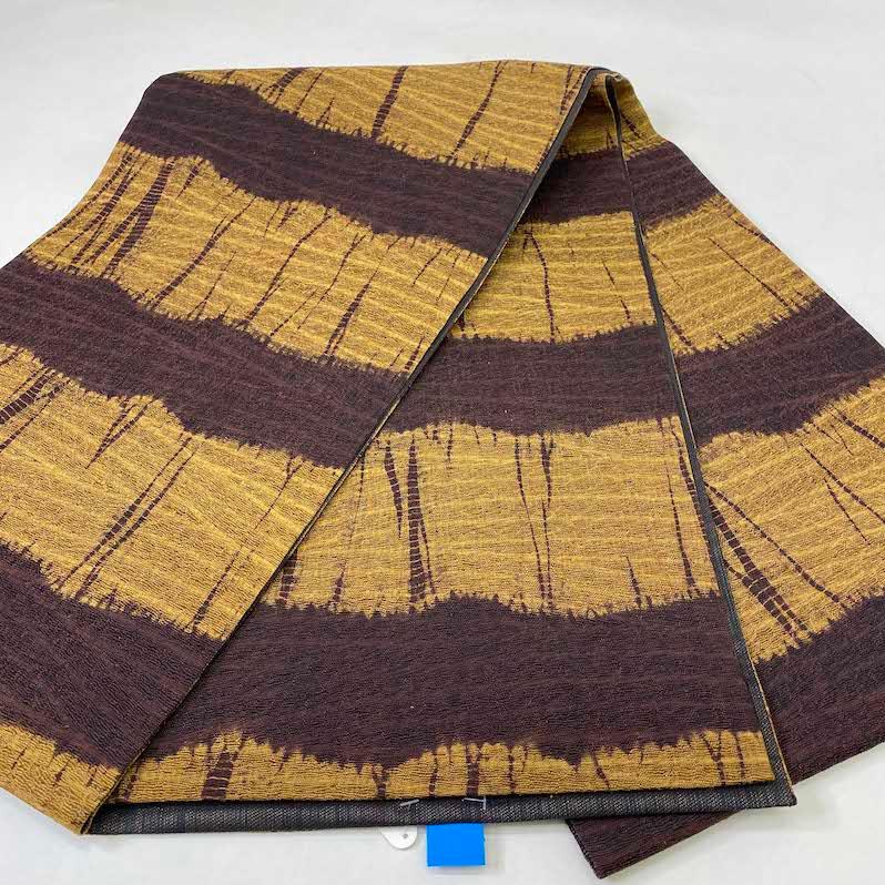 【袋帯】中古 帯 洒落帯 お洒落 正絹 紬 小紋 普段着 リサイクル リユース 辛子 からし ブラウン 茶色   456cm   1481 袋帯】中古 帯 洒落帯 お洒落 正絹 紬 小紋 普段着 リサイクル