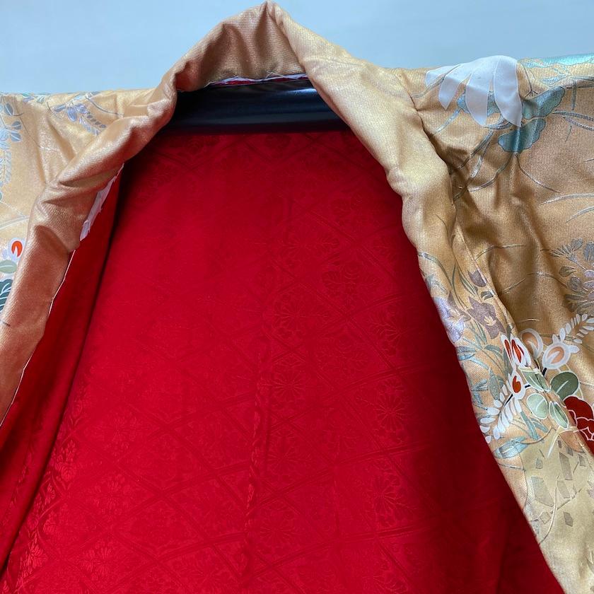 色打掛 金 撮影用 結婚式　花嫁衣装 打掛　裄66m　身丈190cm　美品　 Mサイズ　1713 色打掛 金 撮影用 結婚式 花嫁衣装 打掛 裄66m 身丈190cm 美品 Mサイズ