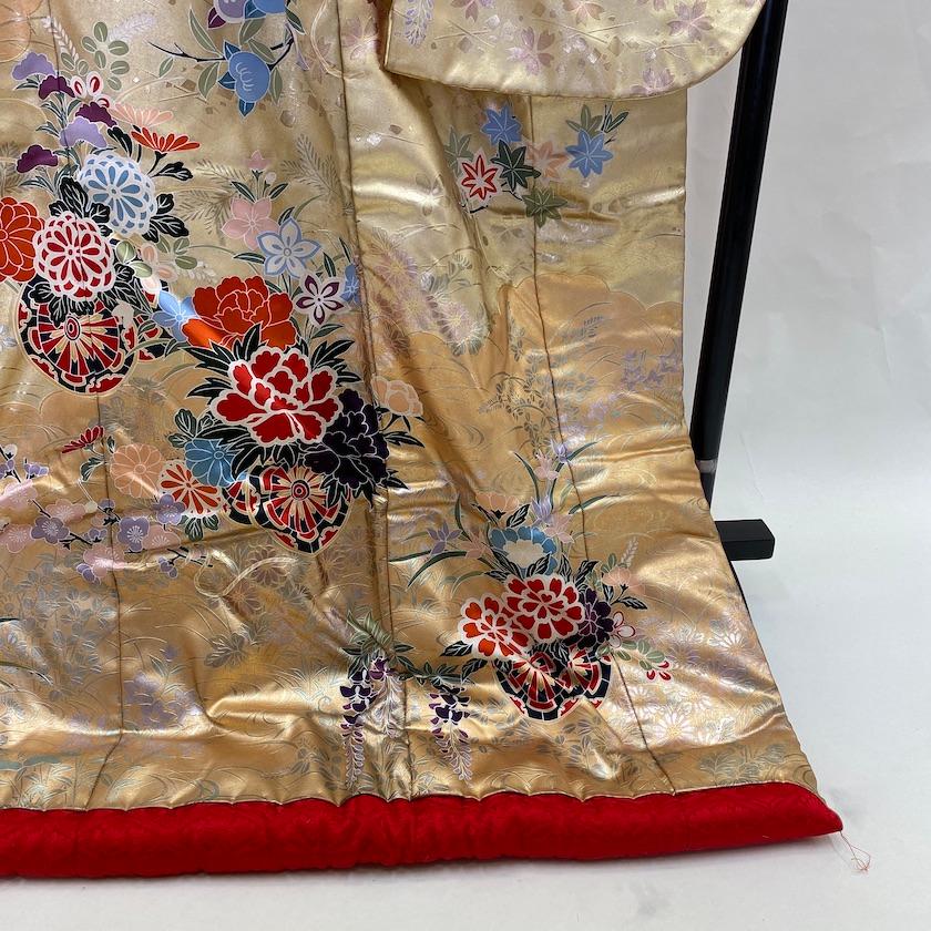 色打掛 金 撮影用 結婚式 花嫁衣装 打掛 裄66m 身丈190cm 美品 Mサイズ