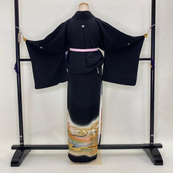 黒留袖 牡丹 紅葉 竹 五三桐紋 桐 結婚式 着物 結婚式着物 裄68.5cm L
