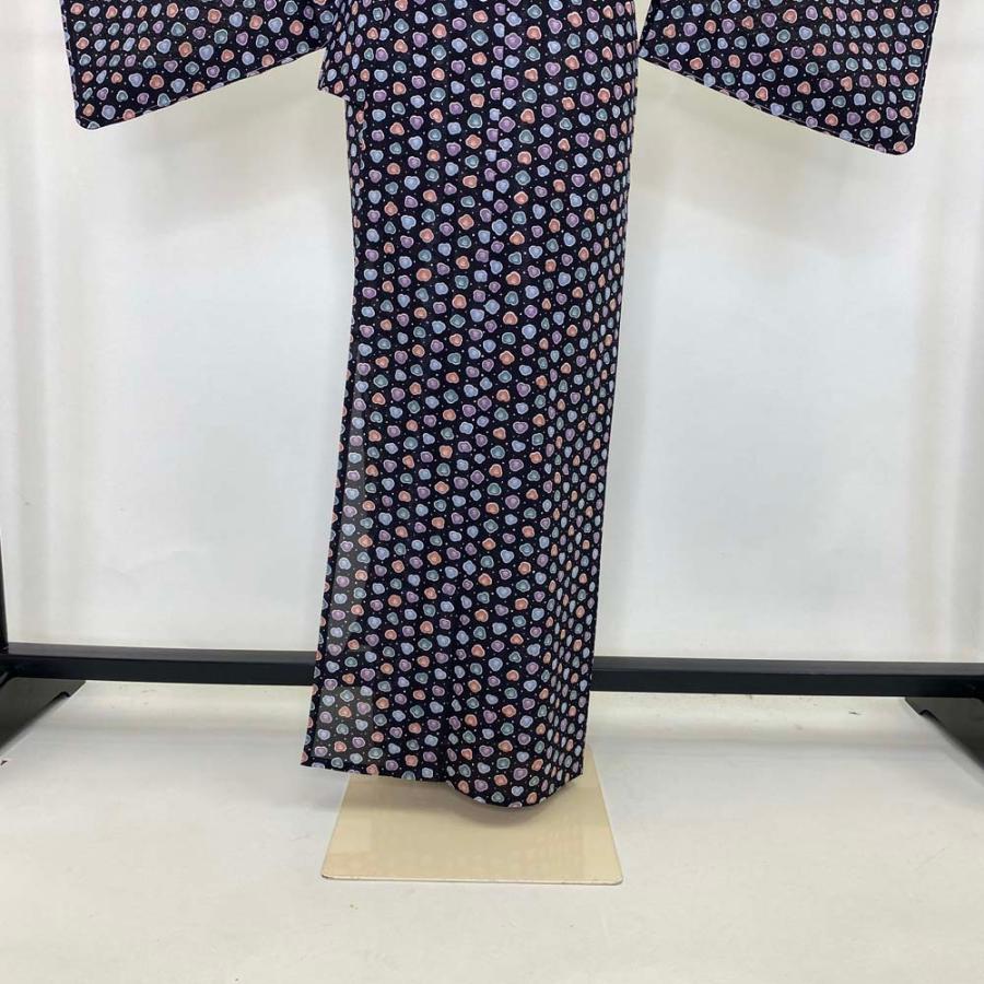 小紋 絽 夏用 正絹 夏物 花柄 お洒落着 普段着 裄61.5cm 身丈149.5