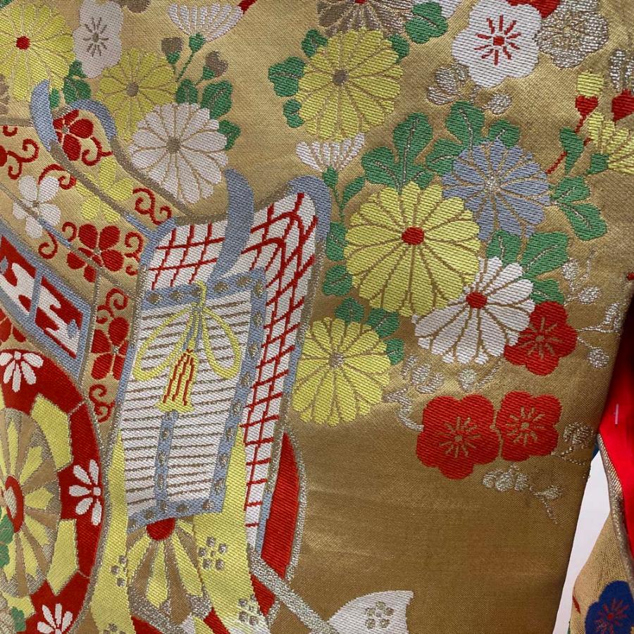 色打掛 正絹 御所車 刺繍 金 打掛 花嫁衣裳 婚礼 リサイクル 中古 ブライダル ウエディング 着物 2631 色打掛 正絹 御所車 刺繍 金 打掛 花嫁衣裳 婚礼 リサイクル 中古