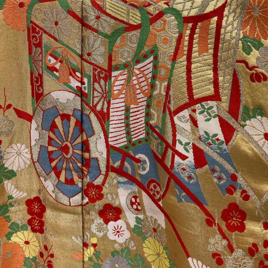 色打掛 正絹 御所車 刺繍 金 打掛 花嫁衣裳 婚礼 リサイクル 中古 ブライダル ウエディング 着物 2631 色打掛 正絹 御所車 刺繍 金 打掛 花嫁衣裳 婚礼 リサイクル 中古