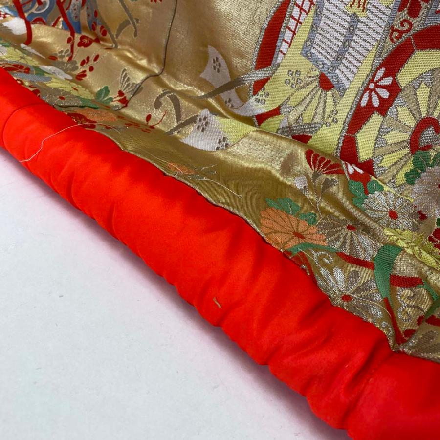 色打掛 正絹 御所車 刺繍 金 打掛 花嫁衣裳 婚礼 リサイクル 中古