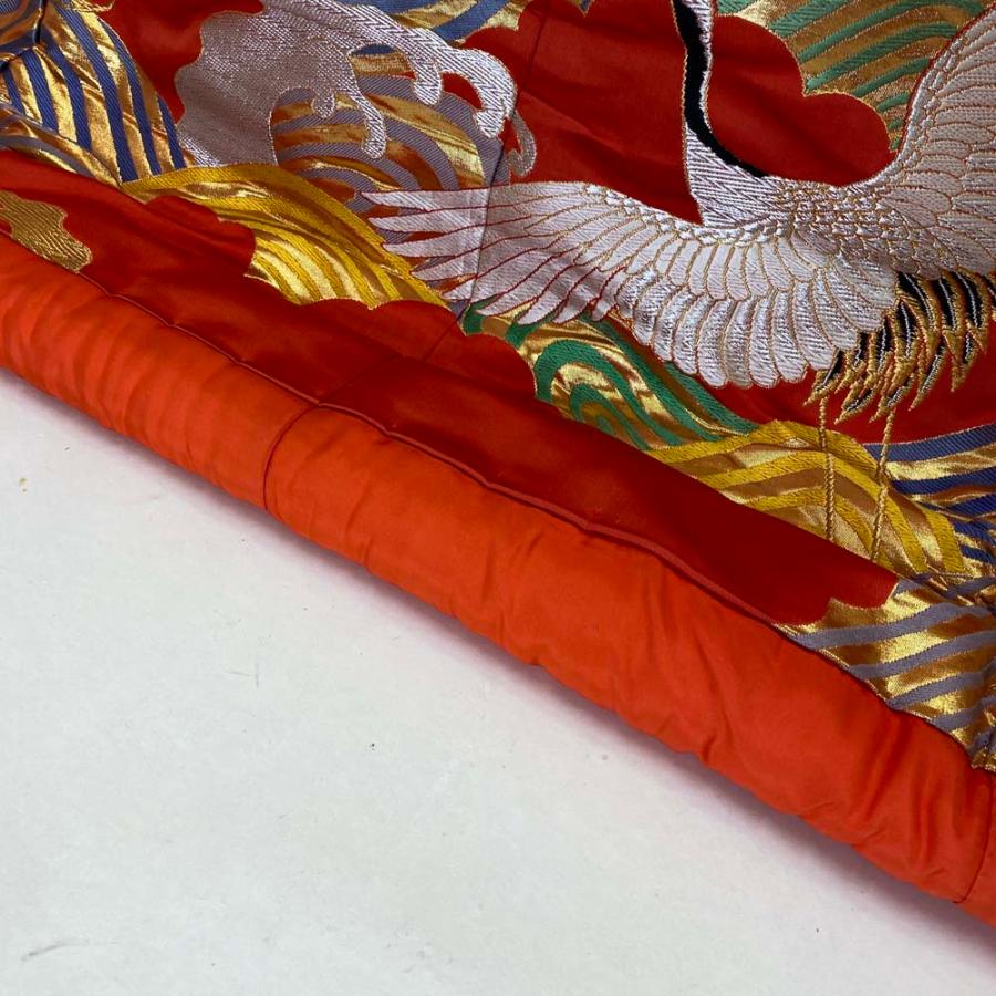 色打掛 正絹 鶴 刺繍 赤 金 打掛 花嫁衣裳 婚礼 リサイクル 中古