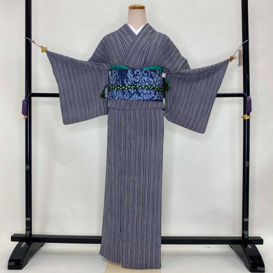 小紋セット 4点セット 単衣 お洒落セット 裄65cm 名古屋帯 帯締め 