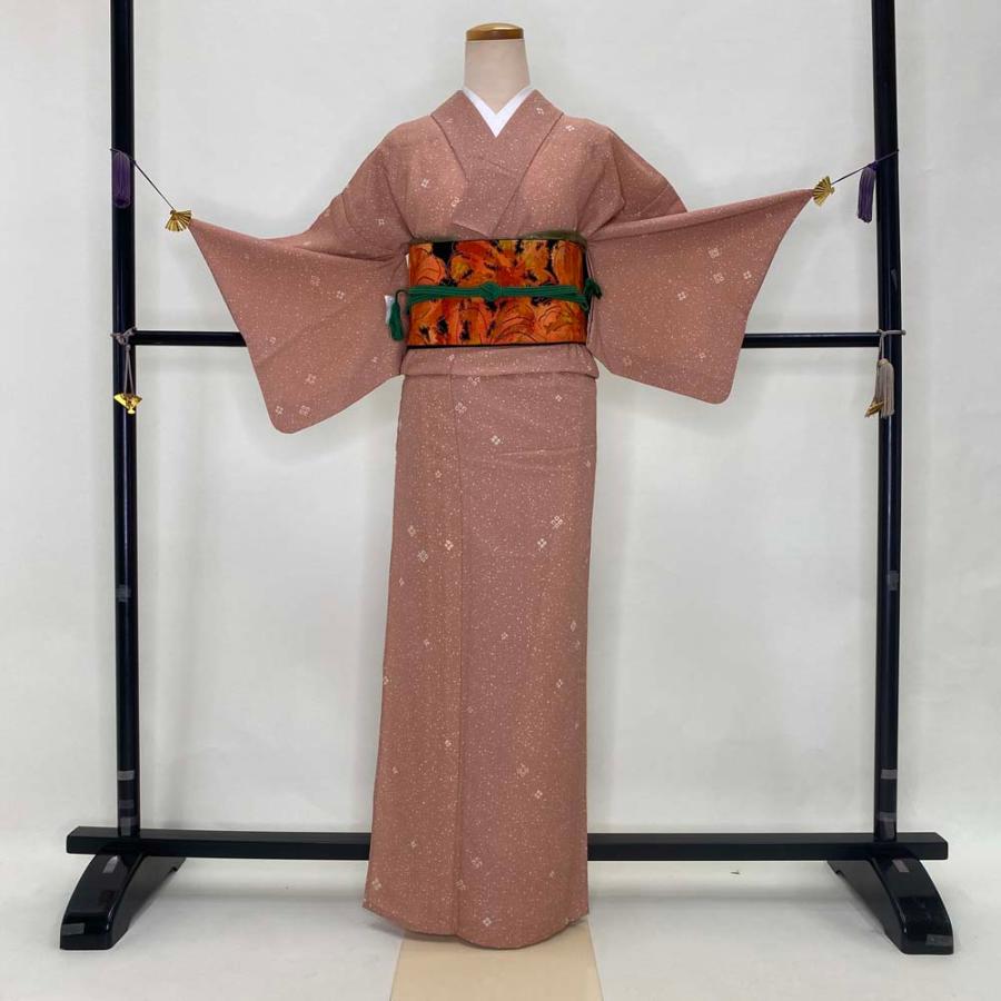 小紋セット 4点セット 単衣 お洒落セット 裄63cm 名古屋帯 帯締め 