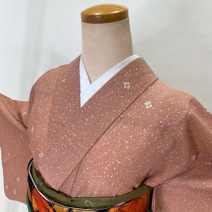 これ以下はありません！江戸小紋単衣、名古屋帯、帯揚げ、帯締め一式 小紋セット 4点セット 単衣 お洒落セット 裄63cm 名古屋帯 帯締め