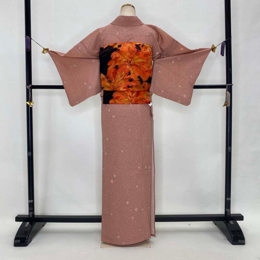これ以下はありません！江戸小紋単衣、名古屋帯、帯揚げ、帯締め一式 小紋セット 4点セット 単衣 お洒落セット 裄63cm 名古屋帯 帯締め