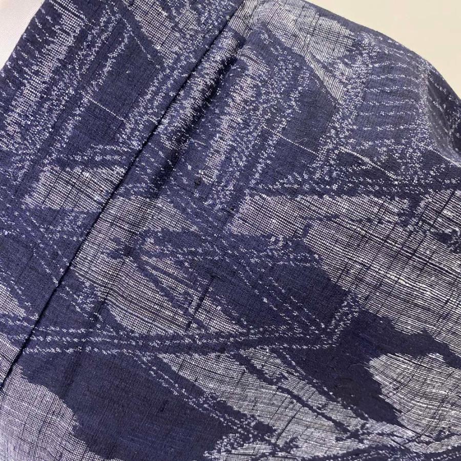 紬 単衣 正絹 紺 可愛い 風景画 お洒落着 普段着 夏着物 裄66cm 身丈167cm M サイズ 2741 紬 単衣 正絹 紺 可愛い 風景画 お洒落着 普段着 夏着物 裄66cm 身丈
