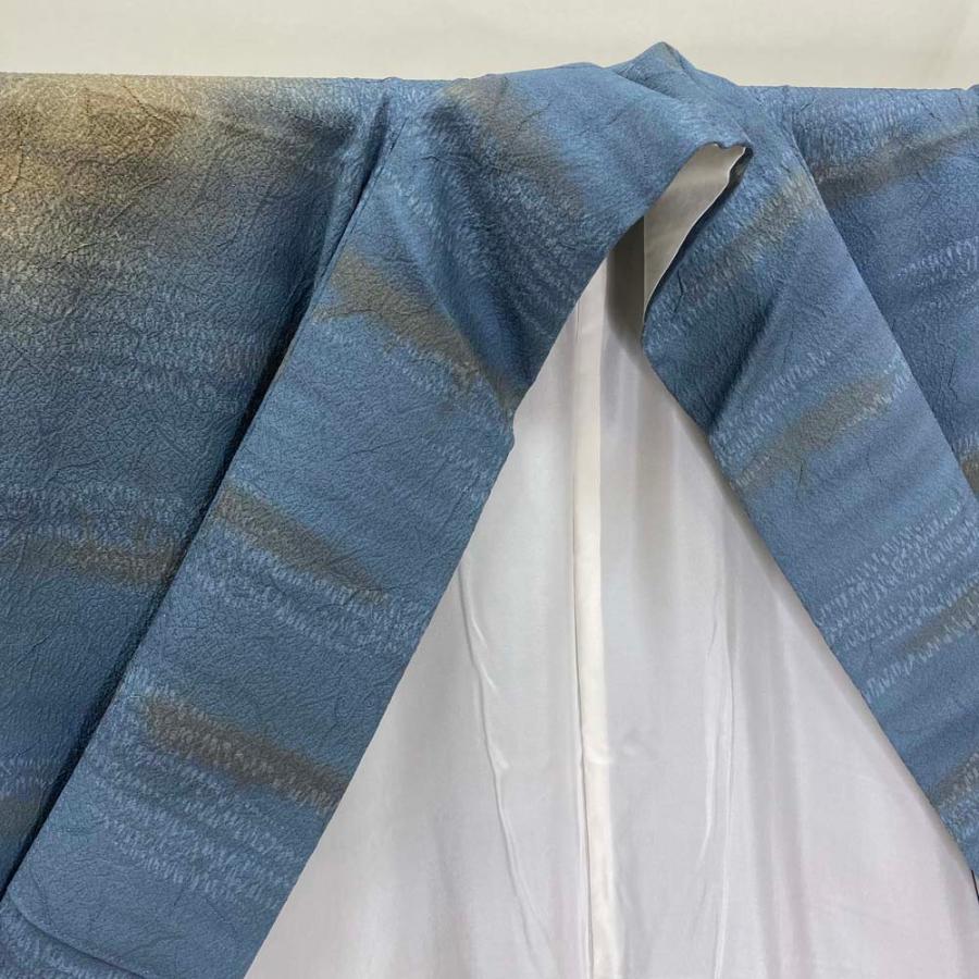 訪問着 中古 藍色 緑 幅広 大きい 裄丈68cm 身丈159cm 結婚式 着物
