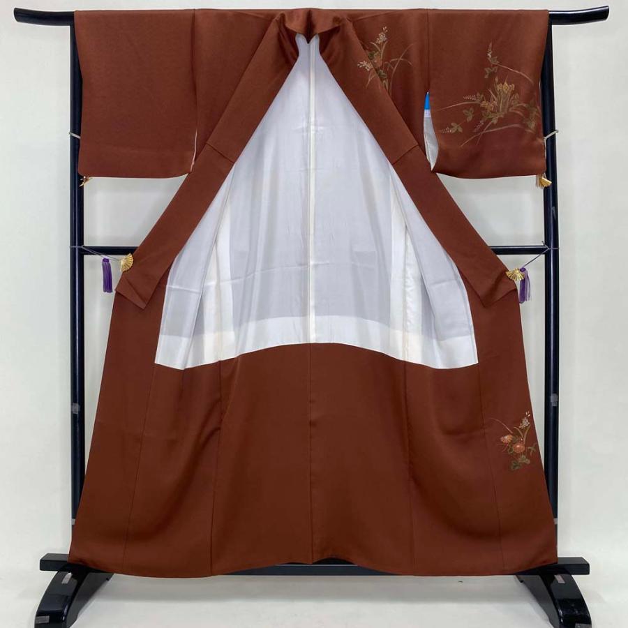 付け下げ 訪問着 中古 ブラウン 茶色 裄丈65.7cm 身丈159cm 結婚式