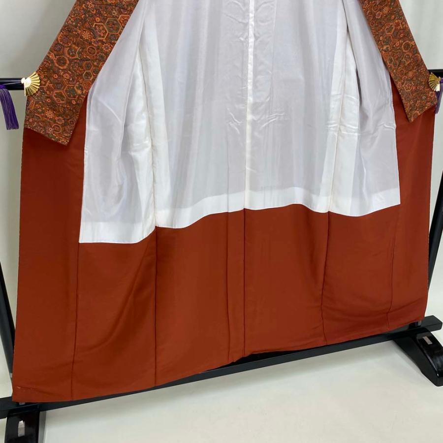 小紋 正絹 普段着 洒落技 裄丈66cm 身丈158cm 朱色 赤 花柄 Mサイズ 3135 小紋 正絹 普段着 洒落技 裄丈66cm 身丈158cm 朱色 赤 花柄 Mサイズ