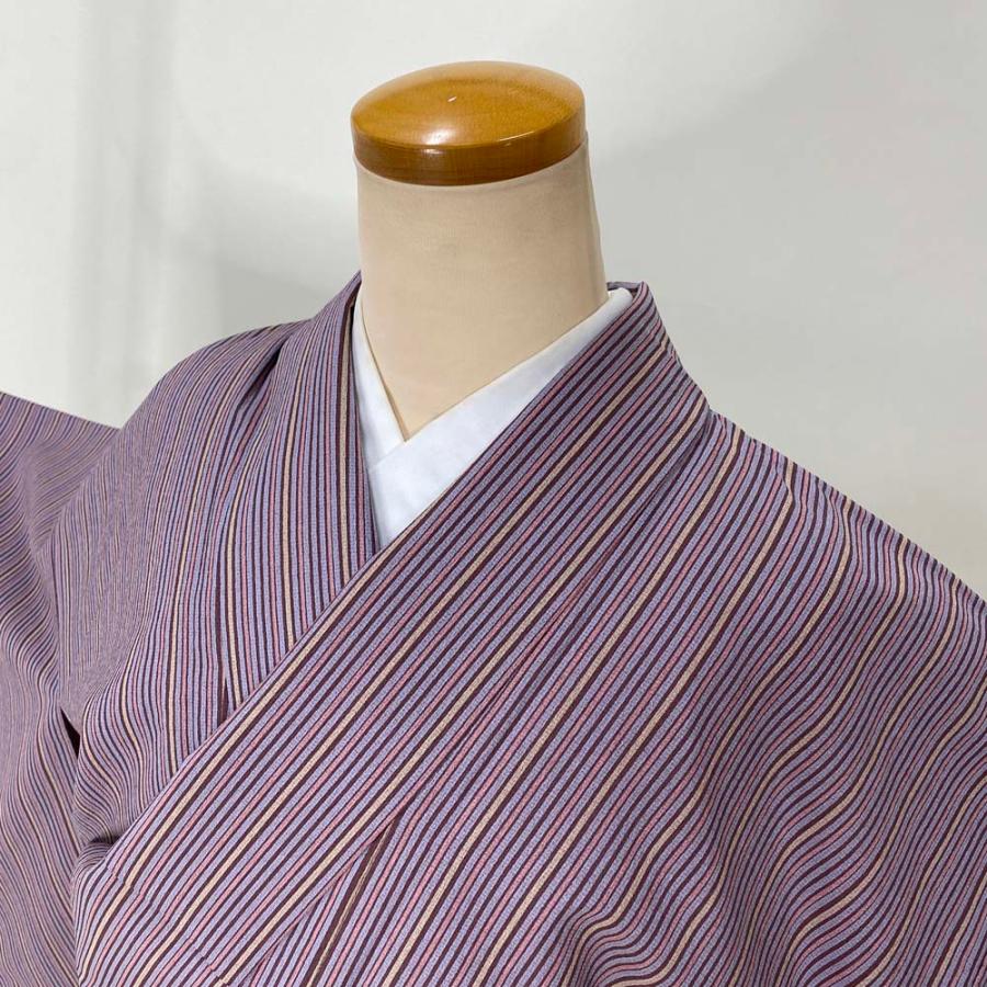 小紋 洗える着物 裄64.2cm 身丈162cm しつけ糸つき 花柄 袷 お洒落着 