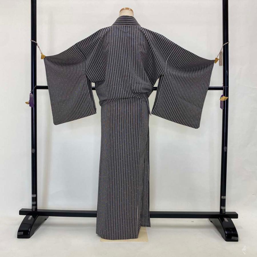 小紋 単衣 洗える着物 裄68 身丈165 お洒落着 普段着 ポリエステル  