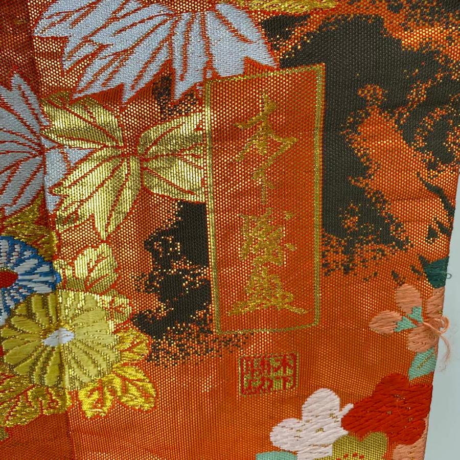 色打掛 正絹 鶴 刺繍 オレンジ 金 打掛 Lサイズ 裄67 花嫁衣裳 婚礼 リサイクル 中古 ブライダル ウエディング 着物 3962 色打掛 正絹 鶴 刺繍 オレンジ 金 打掛 Lサイズ 裄67 花嫁衣裳 婚礼