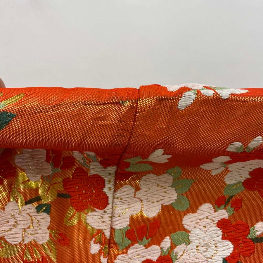 色打掛 正絹 鶴 刺繍 オレンジ 金 打掛 Lサイズ 裄67 花嫁衣裳 婚礼 リサイクル 中古 ブライダル ウエディング 着物 3962 色打掛 正絹 鶴 刺繍 オレンジ 金 打掛 Lサイズ 裄67 花嫁衣裳 婚礼