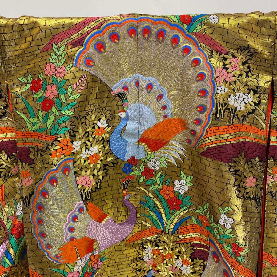 色打掛 正絹 鶴 刺繍 金 打掛 Mサイズ 裄65.5 花嫁衣裳 婚礼 リサイクル 中古 ブライダル ウエディング 着物 3965 色打掛 正絹 鶴 刺繍 金 打掛 Mサイズ 裄65.5 花嫁衣裳 婚礼