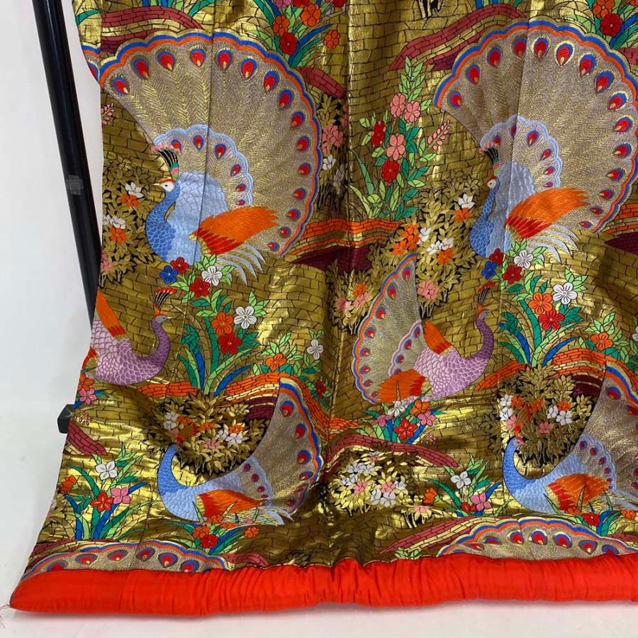 色打掛 正絹 鶴 刺繍 金 打掛 Mサイズ 裄65.5 花嫁衣裳 婚礼 リサイクル 中古 ブライダル ウエディング 着物 3965 色打掛 正絹 鶴 刺繍 金 打掛 Mサイズ 裄65.5 花嫁衣裳 婚礼