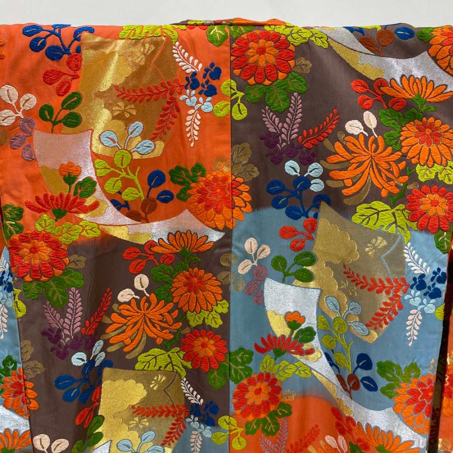 色打掛 正絹 鶴 刺繍 金 打掛 Mサイズ 裄65.5 花嫁衣裳 婚礼 リサイクル 中古 ブライダル ウエディング 着物 3969 色打掛 正絹 鶴 刺繍 金 打掛 Mサイズ 裄65.5 花嫁衣裳 婚礼