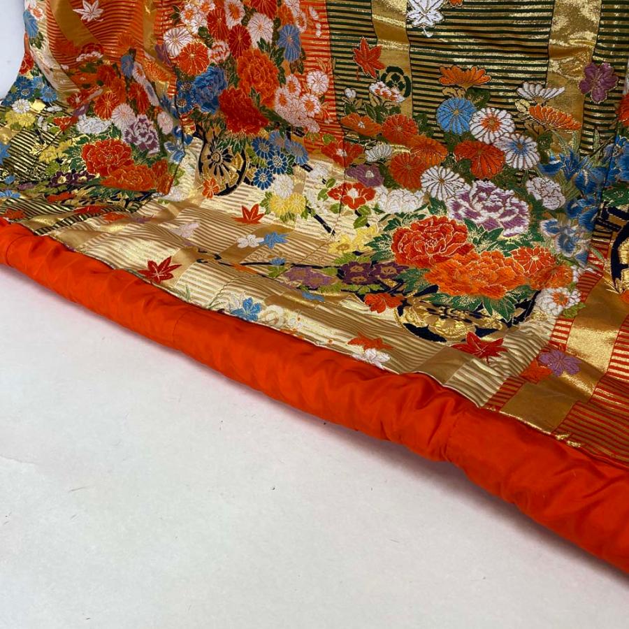 色打掛 正絹 鶴 刺繍 赤 金 打掛 Mサイズ 裄66 花嫁衣裳 婚礼 