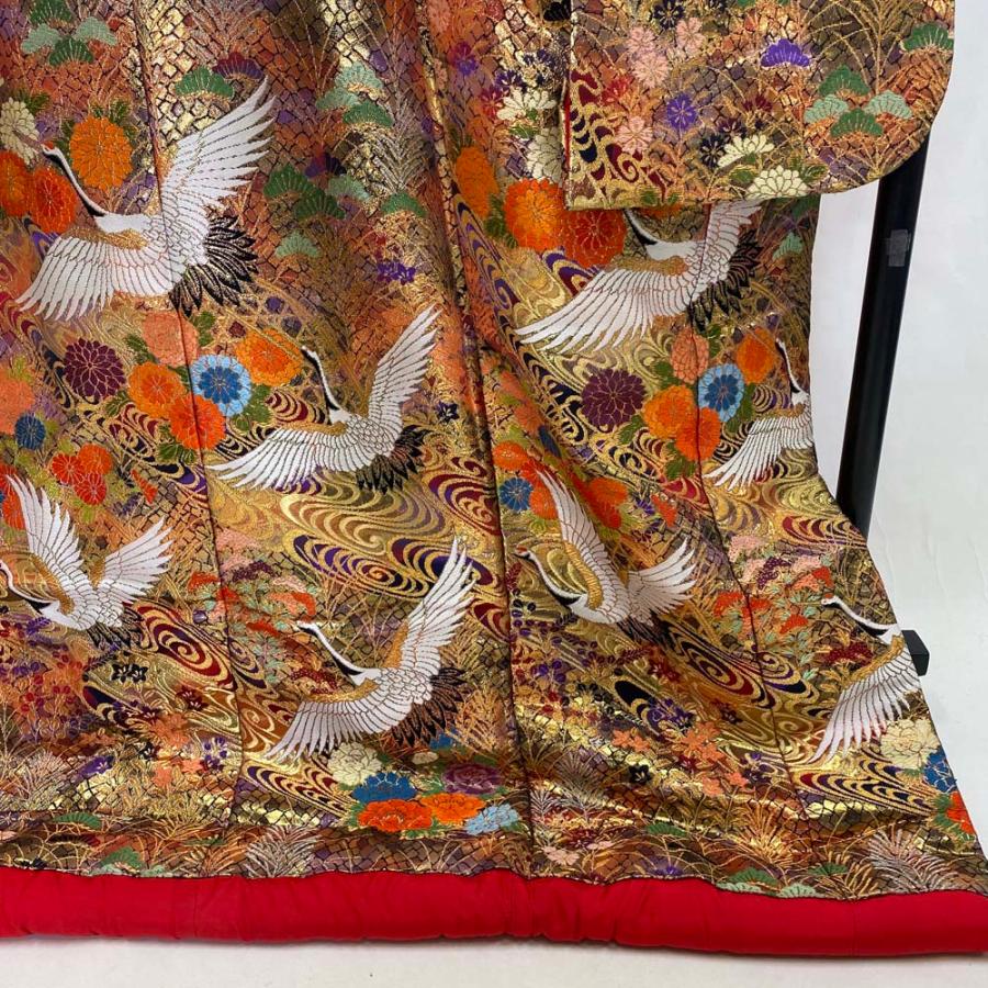 花嫁打掛 正絹 紫・金 鶴刺繍