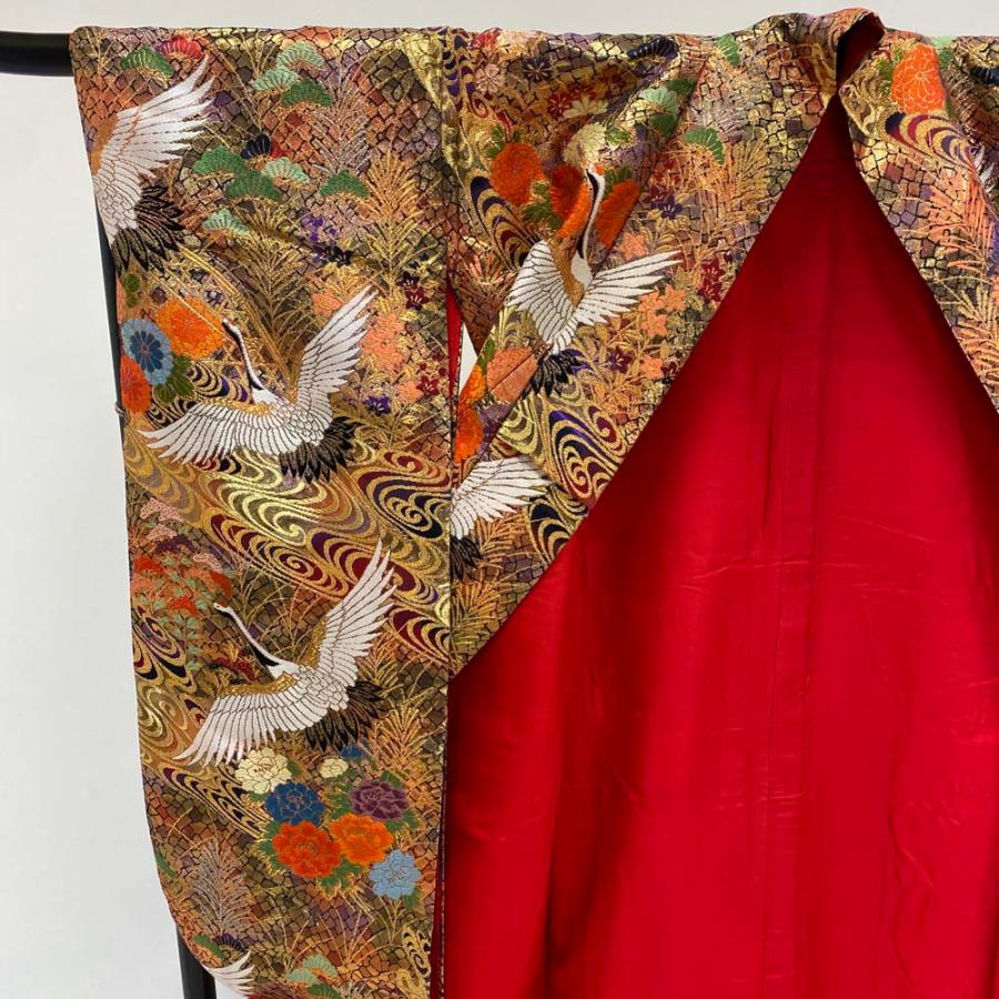 花嫁打掛 正絹 紫・金 鶴刺繍