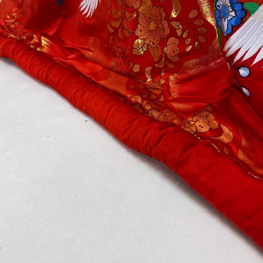 色打掛 正絹 鶴 刺繍 金 赤 打掛 Mサイズ 裄65 花嫁衣裳 婚礼 リサイクル 中古 ブライダル ウエディング 着物 4010_7
