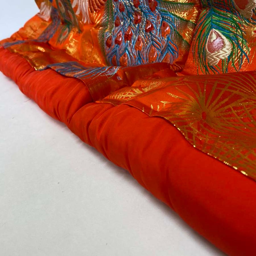 色打掛 正絹 鶴 刺繍 金 赤 打掛 Mサイズ 裄66 花嫁衣裳 婚礼