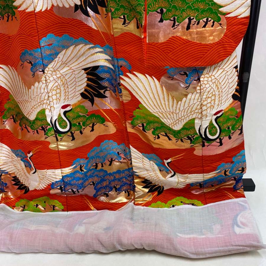 色打掛 正絹 鶴 刺繍 金 打掛 Mサイズ 裄65.5 花嫁衣裳 婚礼 リサイクル 中古 ブライダル ウエディング 着物 3969 色打掛 正絹 鶴 刺繍 金 打掛 Mサイズ 裄65 花嫁衣裳 婚礼 リサイクル