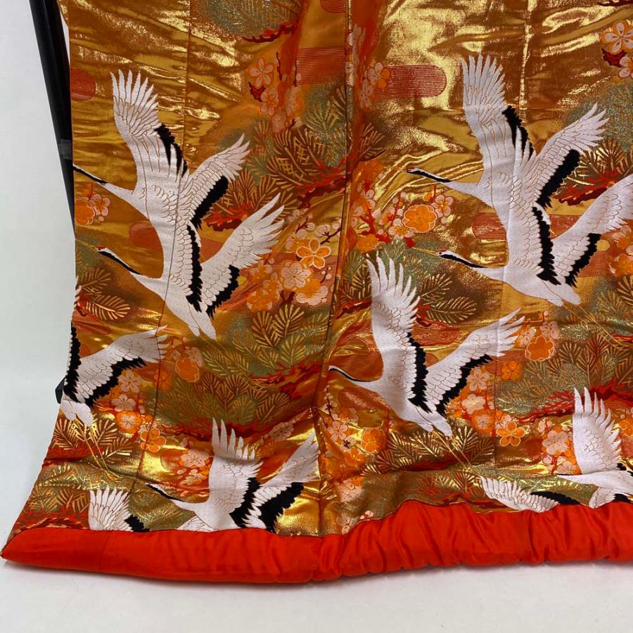 色打掛 正絹 鶴 刺繍 金 黒 打掛 Lサイズ 裄67 花嫁衣裳 婚礼 リサイクル 中古 ブライダル ウエディング 着物 3995 色打掛 正絹 鶴 刺繍 金 打掛 Lサイズ 裄67 花嫁衣裳 婚礼 リサイクル