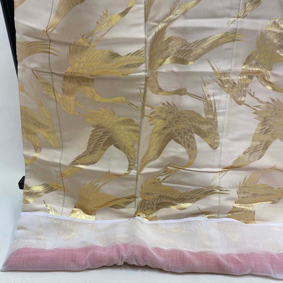 色打掛 正絹 鶴 刺繍 白 シルバー 打掛 Mサイズ 裄64 花嫁衣裳
