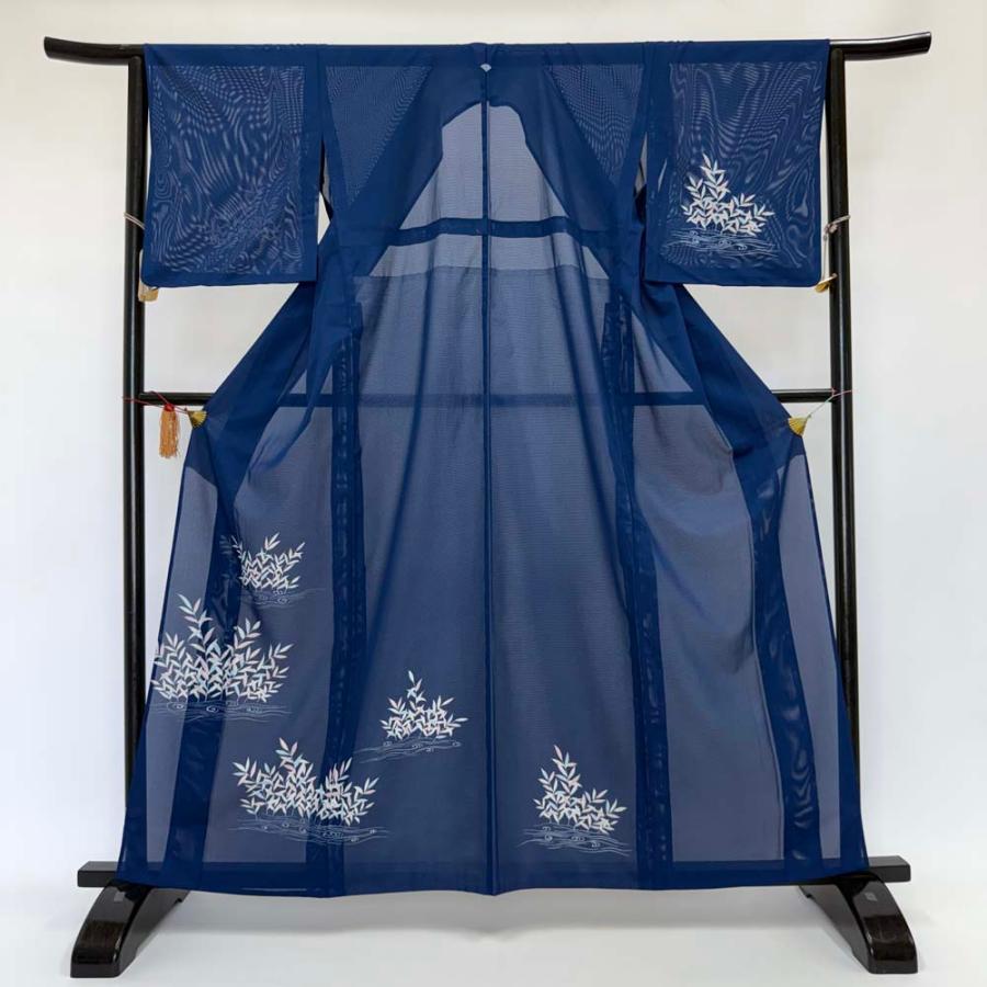 訪問着 付け下げ 絽 夏用 夏 洗える着物 礼装 ポリエステル 裄64.5cm Aランク M サイズ 紺 4189 訪問着 付け下げ 絽 夏用 夏 洗える着物 礼装 ポリエステル 裄64.5cm A