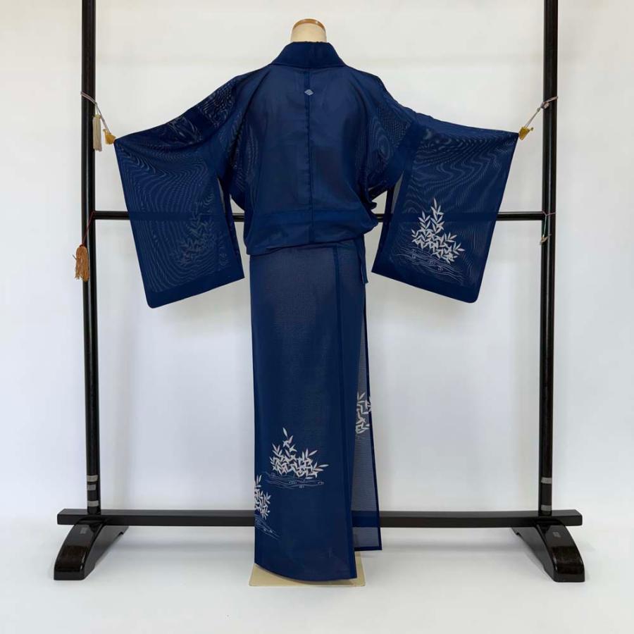 訪問着 付け下げ 絽 夏用 夏 洗える着物 礼装 ポリエステル 裄64.5cm Aランク M サイズ 紺 4189 訪問着 付け下げ 絽 夏用 夏 洗える着物 礼装 ポリエステル 裄64.5cm A