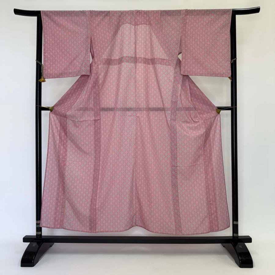 小紋 夏 絽 夏用 洗える着物 裄65.5cm 身丈156.2cm お洒落着 普段着 ポリエステル ピンク 美品 M サイズ 4219 小紋 夏 絽 夏用 洗える着物 裄65.5cm 身丈156.2cm お洒落着 普段着