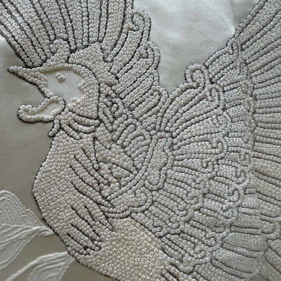 白打掛 中国三代刺繍 相良刺繍 サガラ刺繍 正絹 裄66cm 身丈187cm 白  