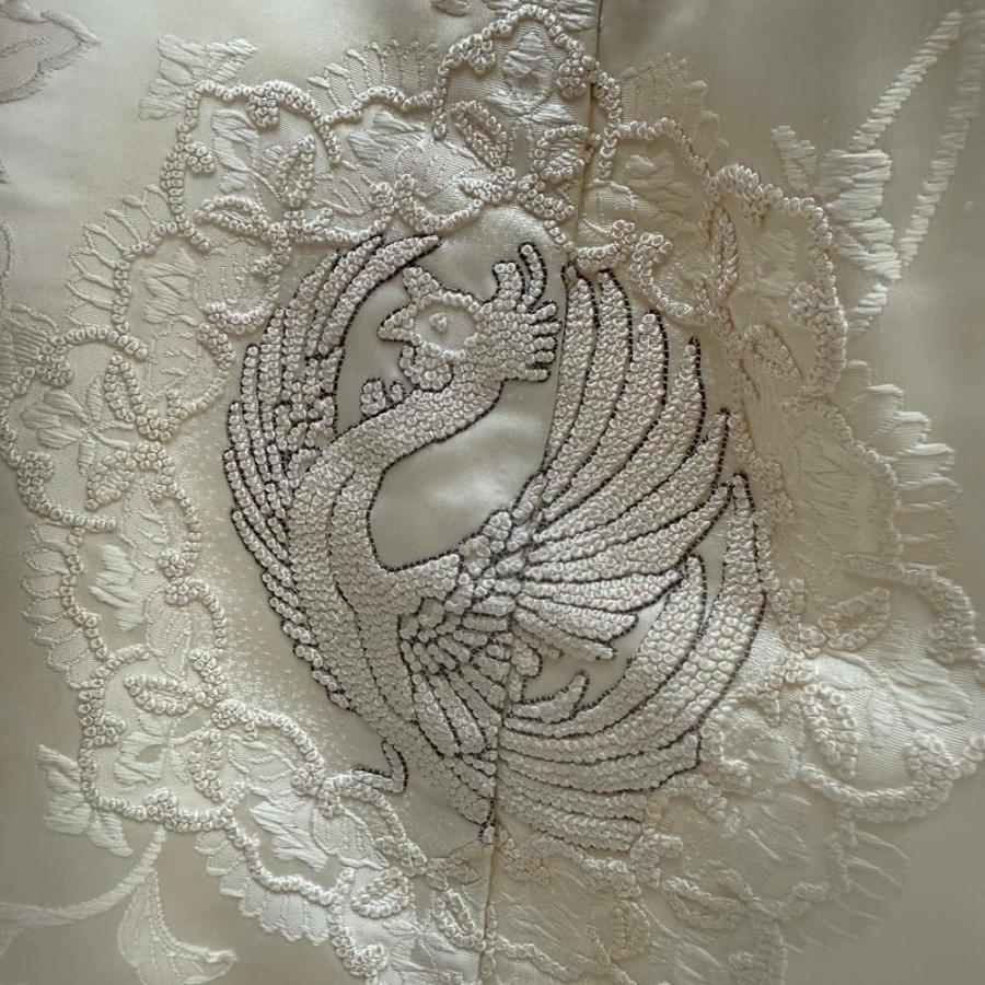 白打掛 中国三代刺繍 相良刺繍 サガラ刺繍 正絹 裄66cm 身丈187cm 白