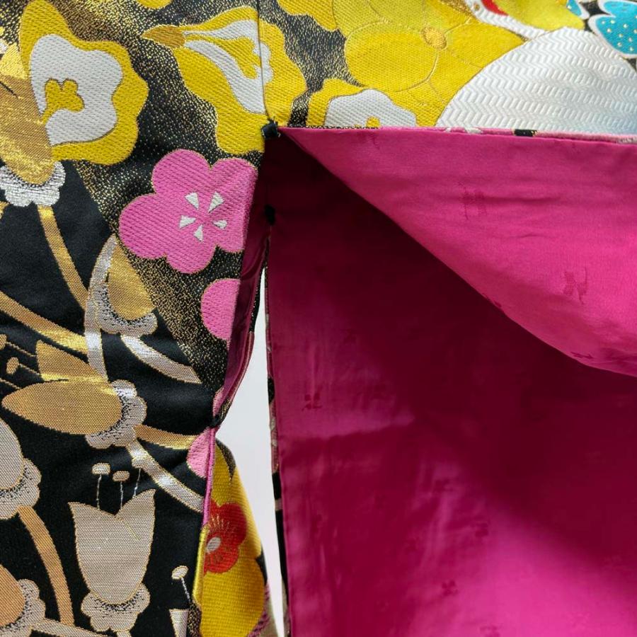 色打掛 正絹 黒 黄色 courreges 打掛 花嫁衣裳 婚礼 リサイクル 中古