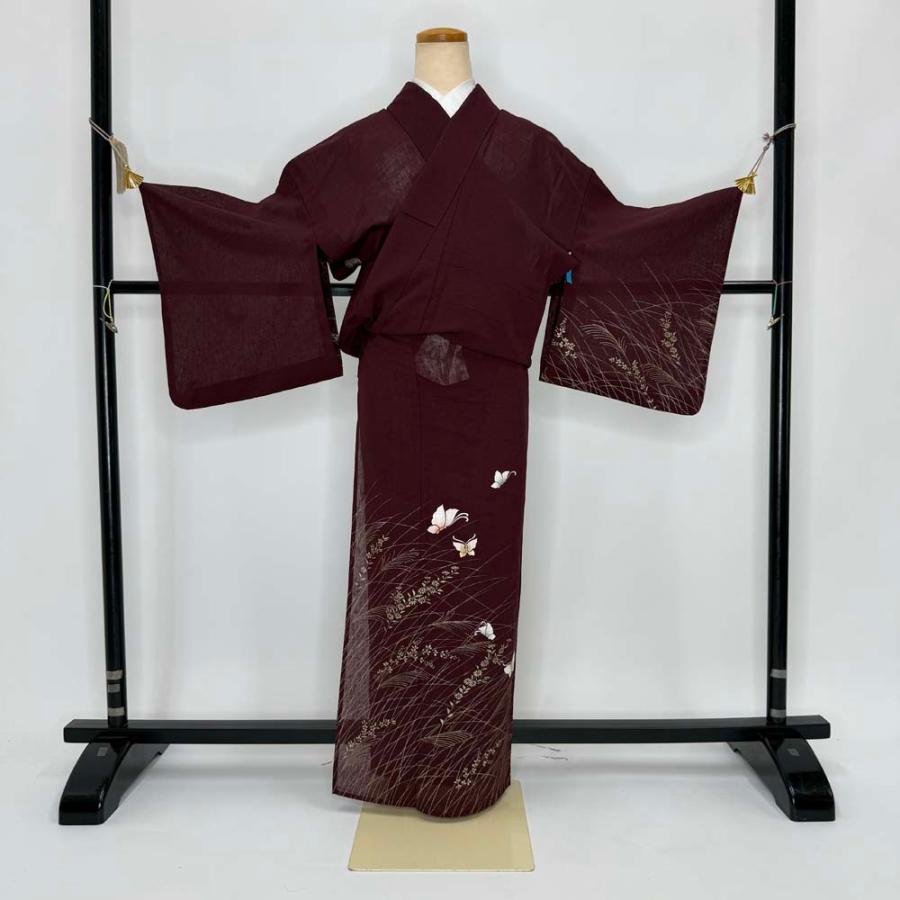 夏着物　付け下げ　ポリエステル　美品 訪問着 付け下げ 絽 夏用 夏 洗える着物 礼装 ポリエステル 裄65.8cm A
