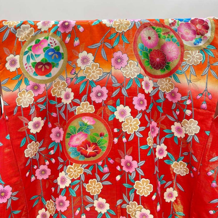 本振袖 引き振袖 ポリエステル 黒 花柄 古典 刺繍 結婚式 裄66cm B