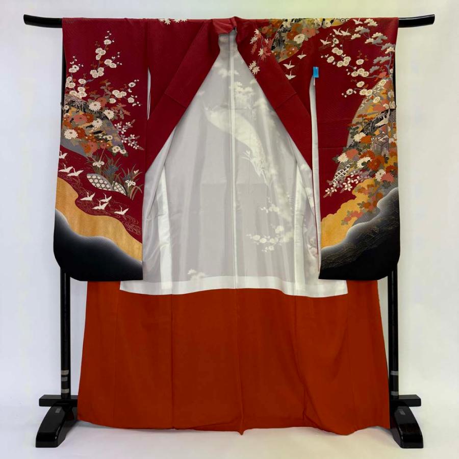 振袖 中古 赤色 正絹 古典 裄68cm 身丈168.5cm 美品 L サイズ 成人式 4482_7