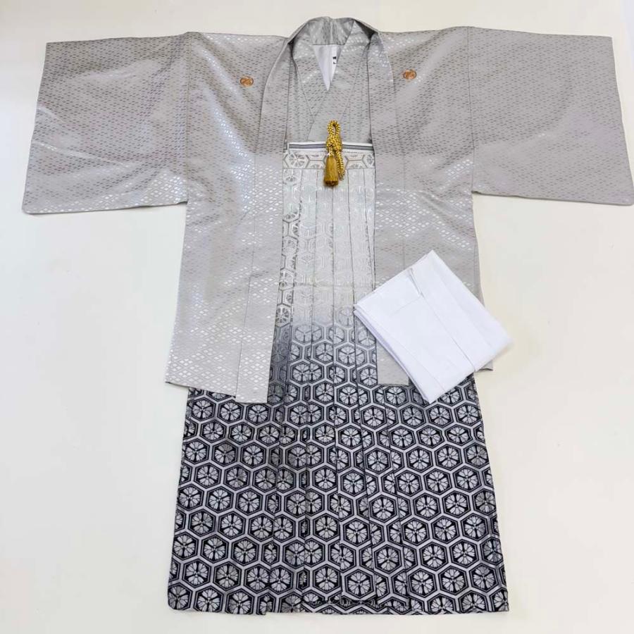 紋付袴 6点セット 着物 羽織 袴 長襦袢 羽織紐 角帯 裄72cm 袴丈91cm