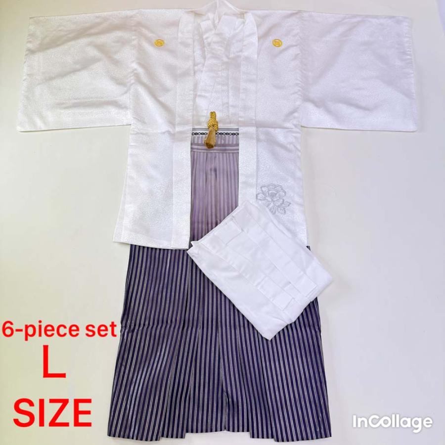 紋付袴 6点セット 着物 羽織 袴 長襦袢 羽織紐 角帯 裄73.6cm 袴丈87cm